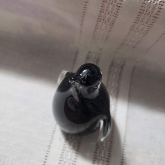 Hand Blown Glass Black Penguin with Clear Glass over it - Picture 7 of 8